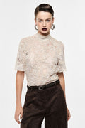 Imperial RHB3MDY - Top pizzo trasparente manica corta ricamo floreale - Foto 1