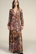 Dixie A207B009A - Abito lungo stampa patchwork scollo a v arricciato - Foto 1