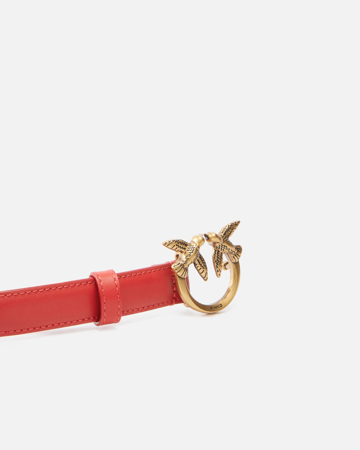 Pinko 100143A0F1 - Cintura sottile Love Birds in pelle 2cm