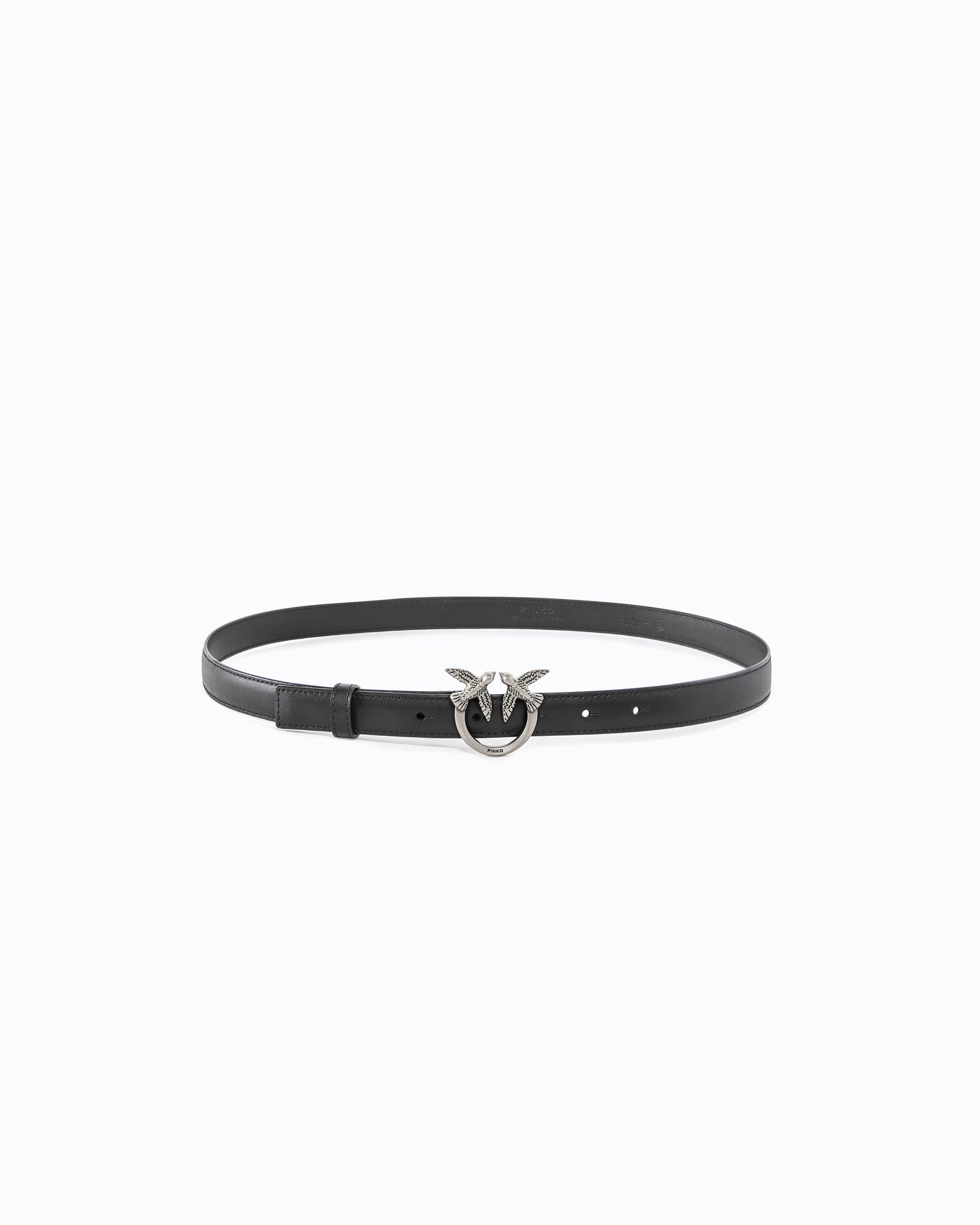 Pinko 100143A0F1 - Cintura sottile Love Birds in pelle 2cm
