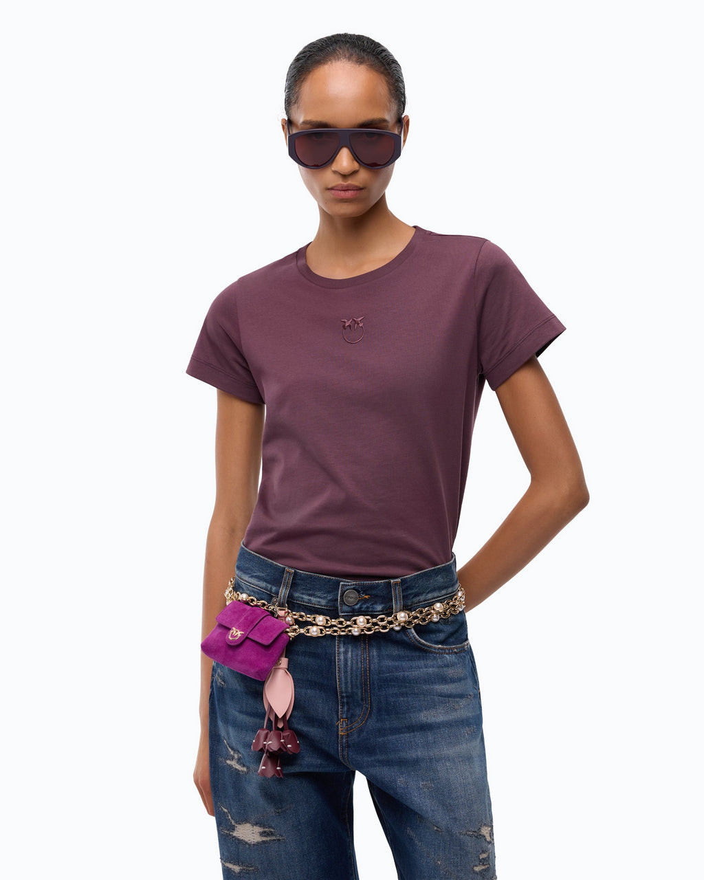 Pinko 100355A3HM - T-shirt con logo Love Birds