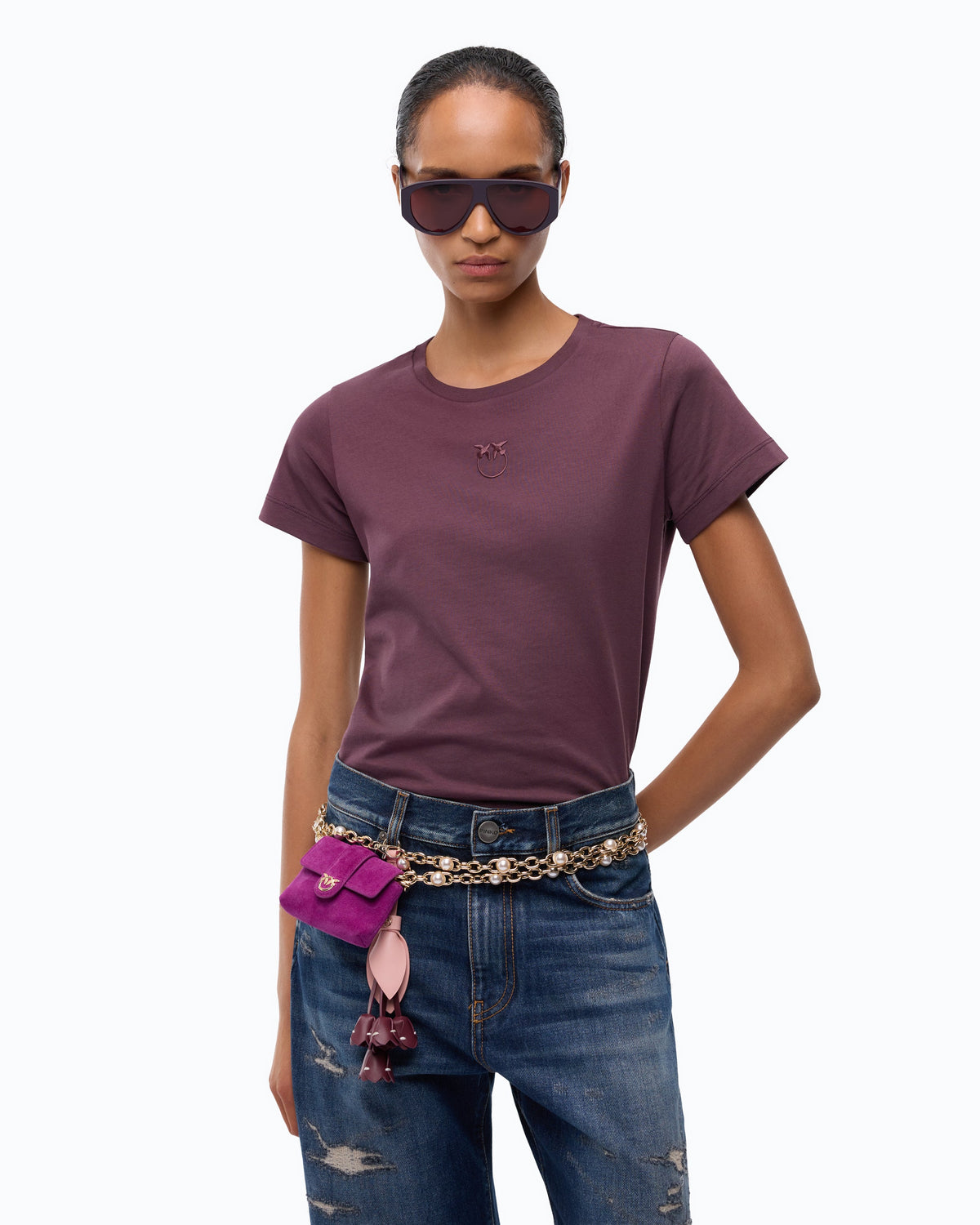 Pinko 100355A3HM - T-shirt con logo Love Birds