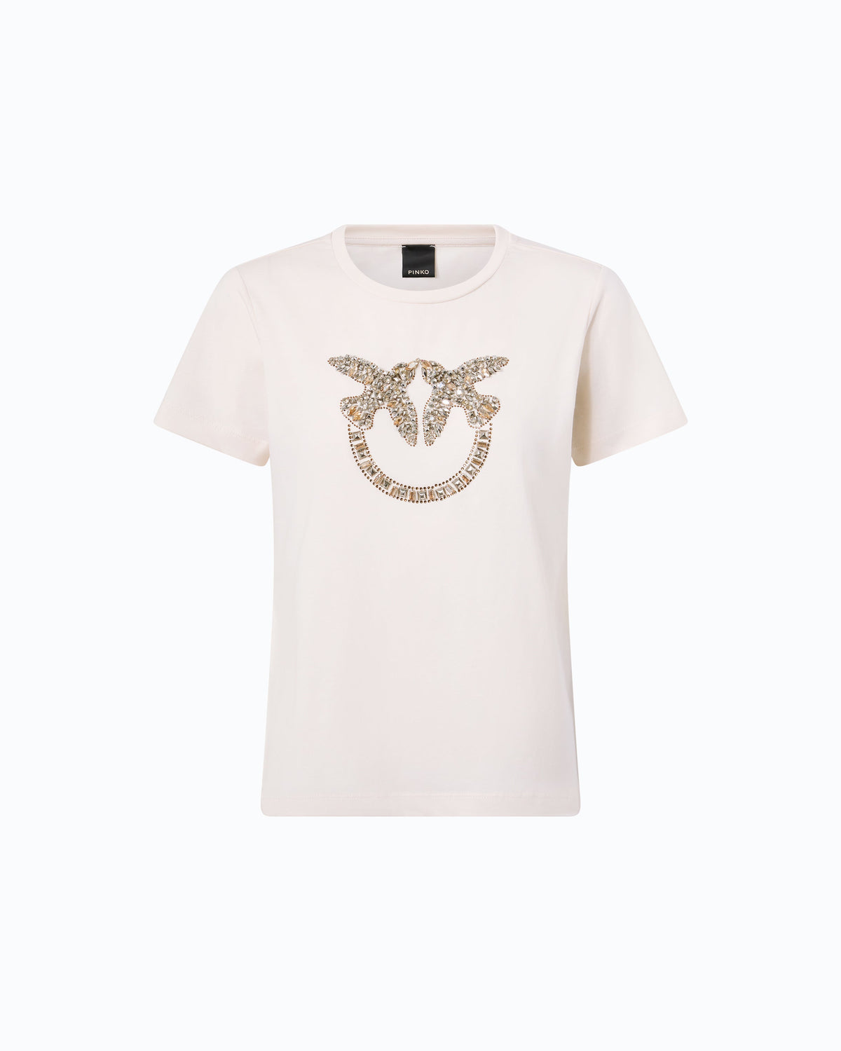 Pinko 100535A3JP - T-shirt with jeweled Love Birds logo