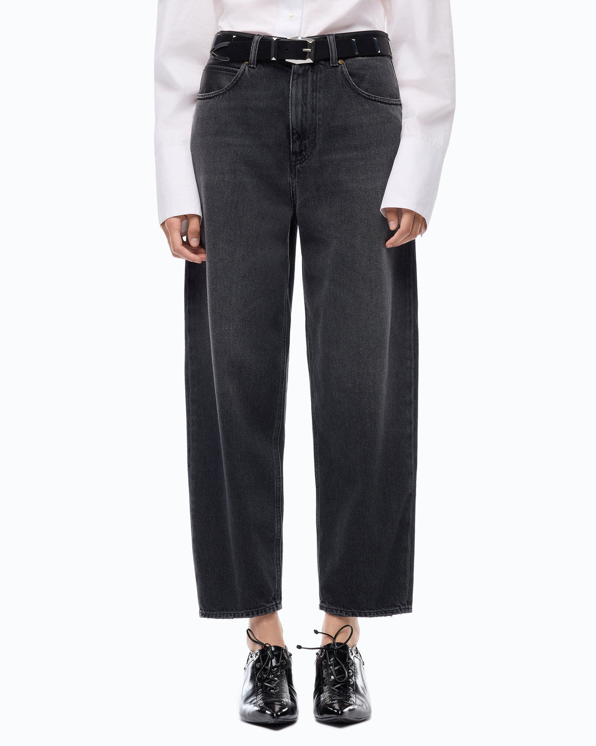 Pinko 103857A3GW - Jeans balloon fit con inserti effetto pelle