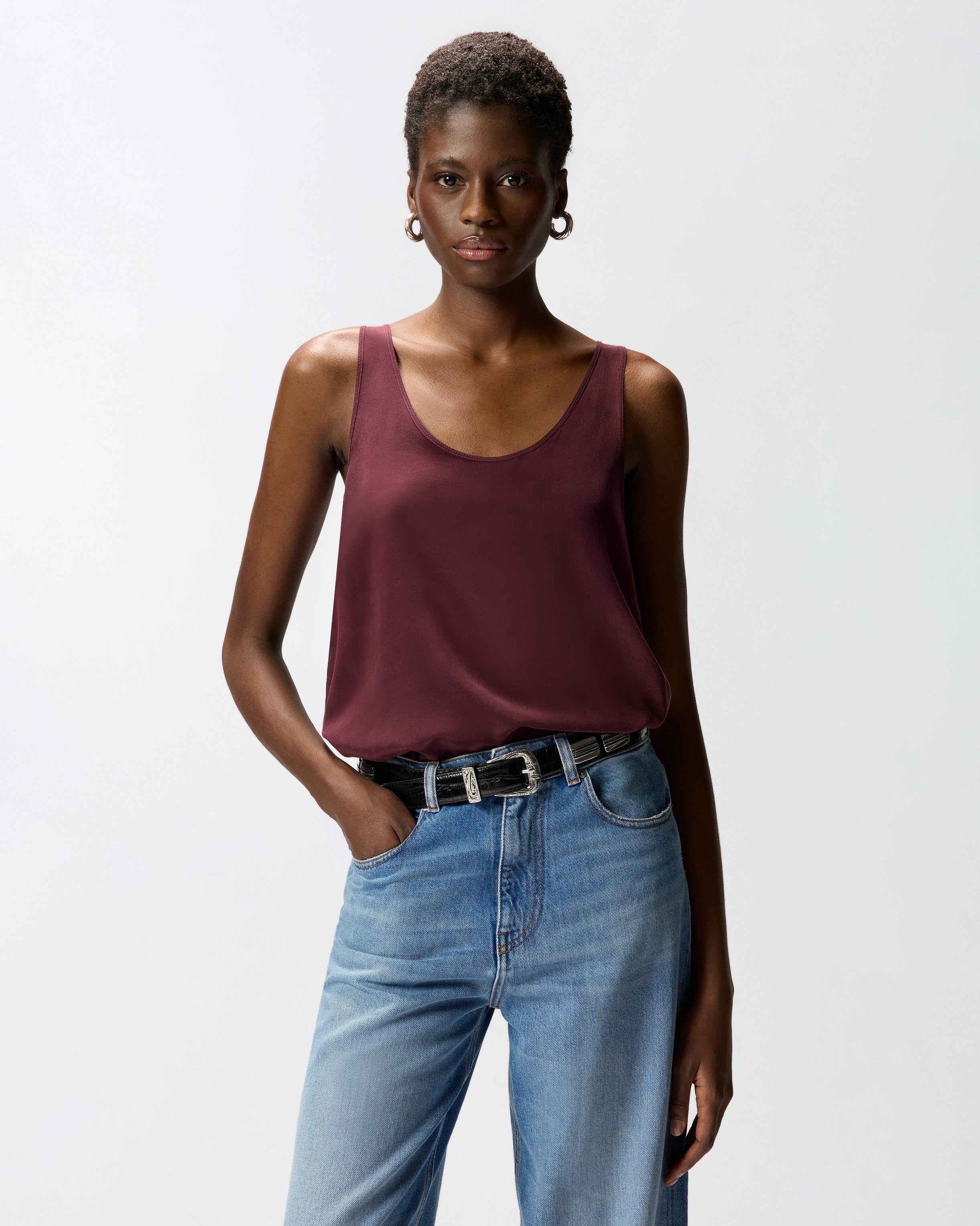 Pinko 104670A2T7 - Top a canotta in seta sand wash