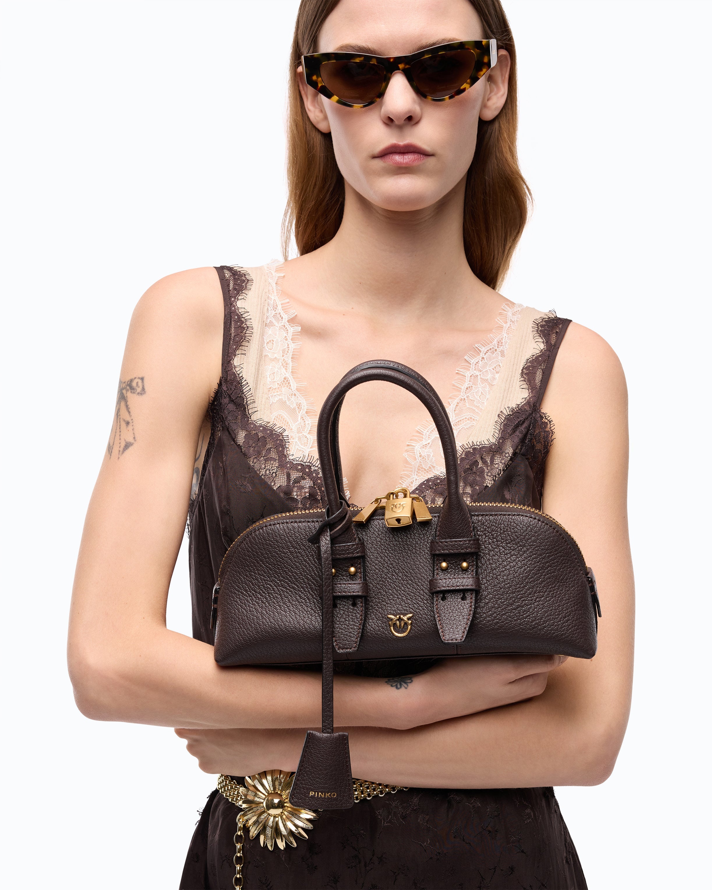 Pinko 105334A3CX - Borsa a mano piccola Escape Bag Horizontal in pelle fiore