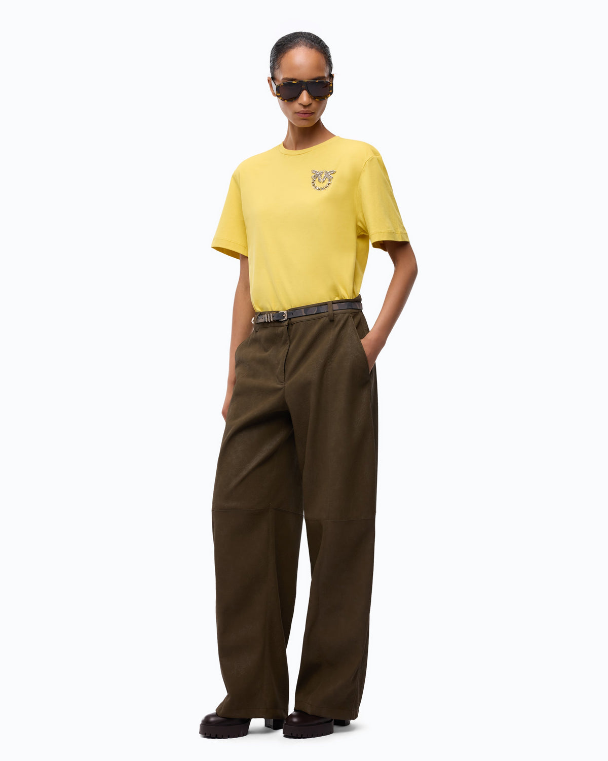 Pinko 105526A3JP - T-shirt con applicazione gioiello Love Birds