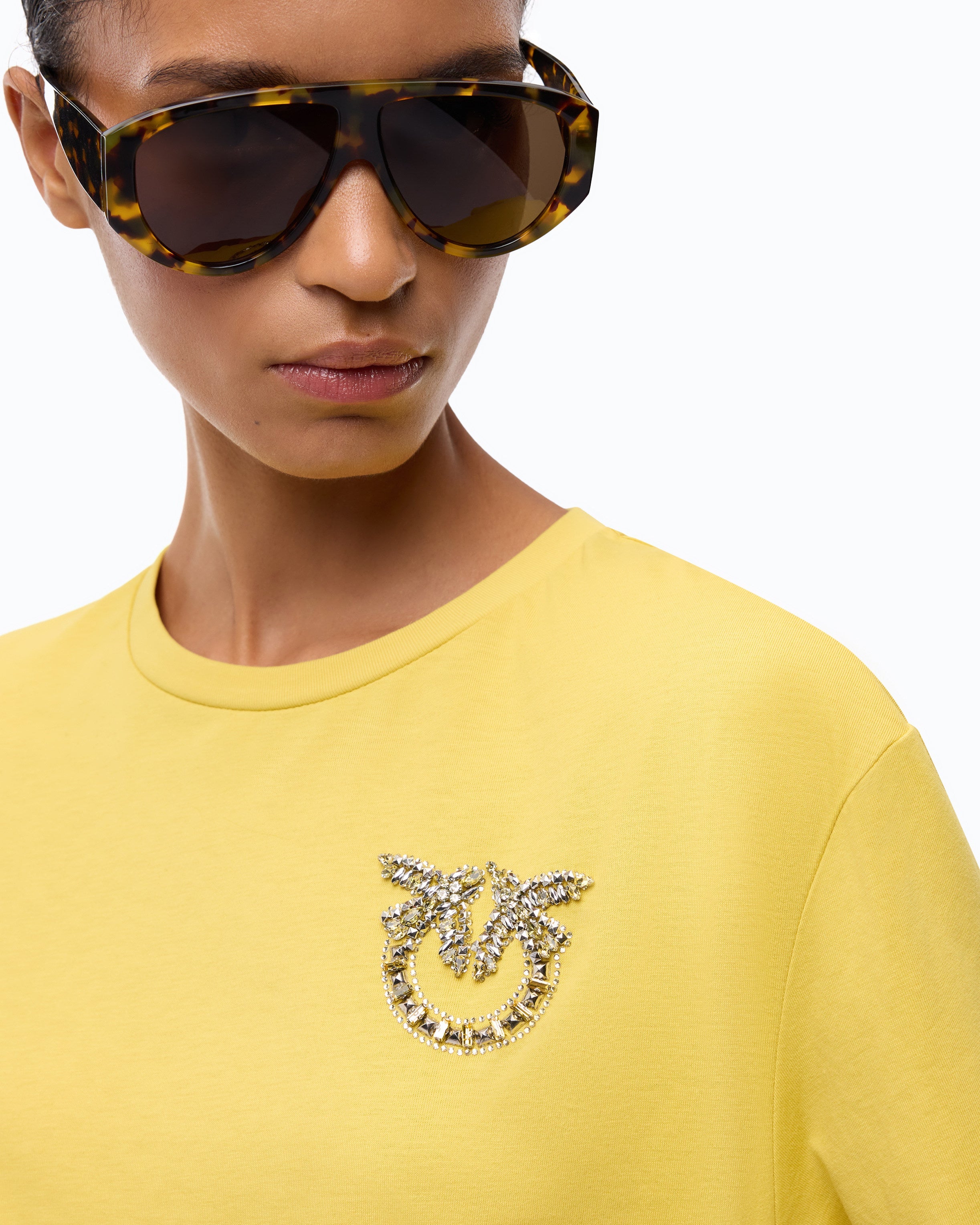 Pinko 105526A3JP - T-shirt con applicazione gioiello Love Birds