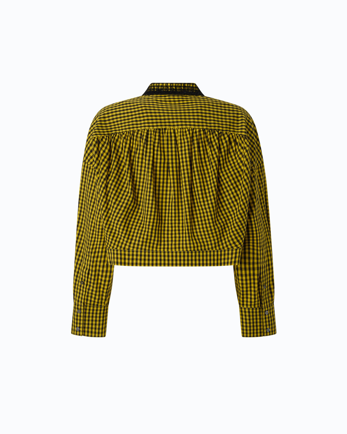Pinko 107005A3FQ - Camicia cropped a quadretti con collo gioiello