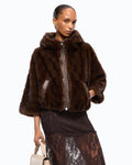 Pinko 107054A3C5 - Giacca blouson effetto pelliccia con cappuccio
