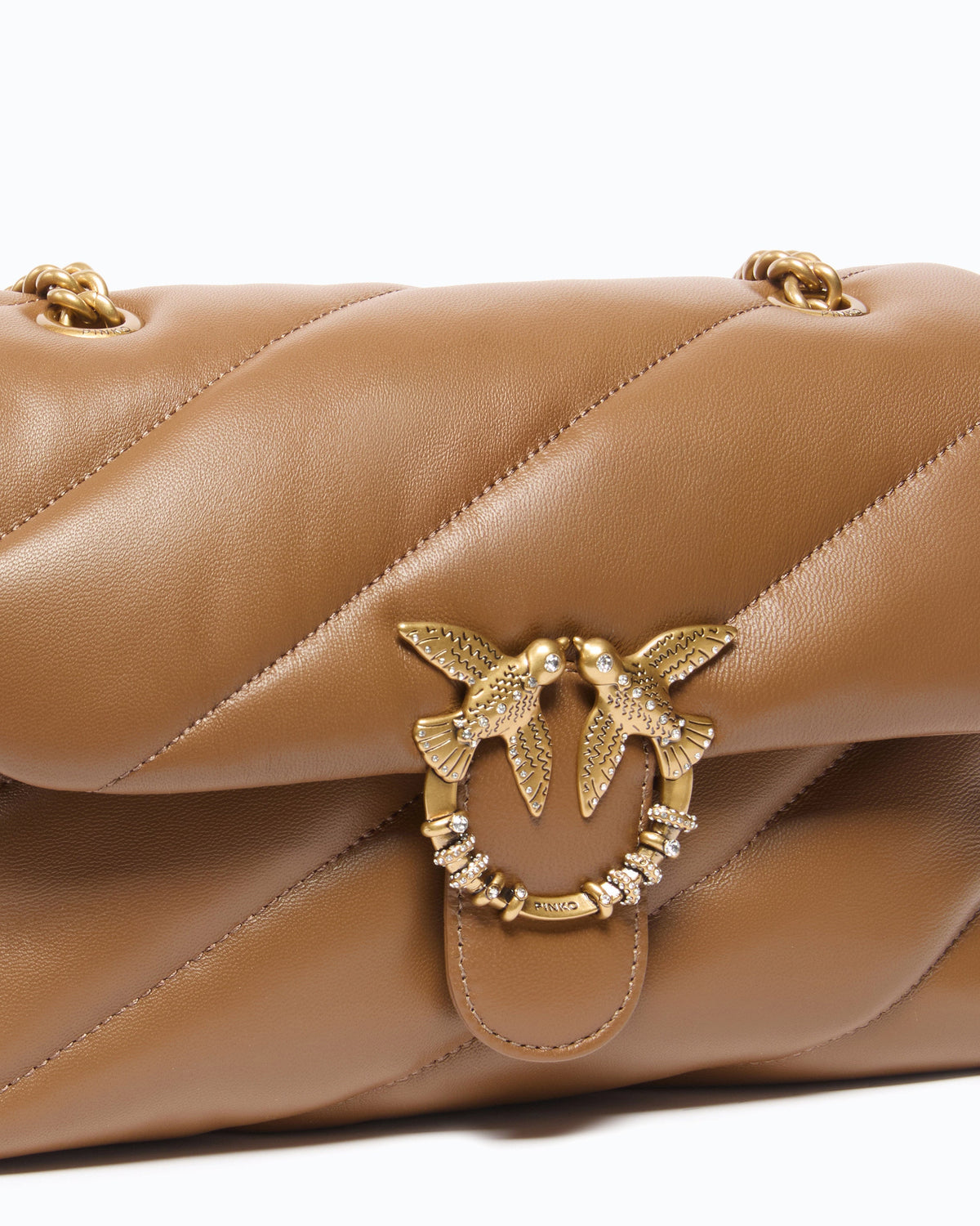 Pinko 107057A0F2 - Borsa a tracolla media Love Bag Puff in nappa trapuntata con fibbia gioiello