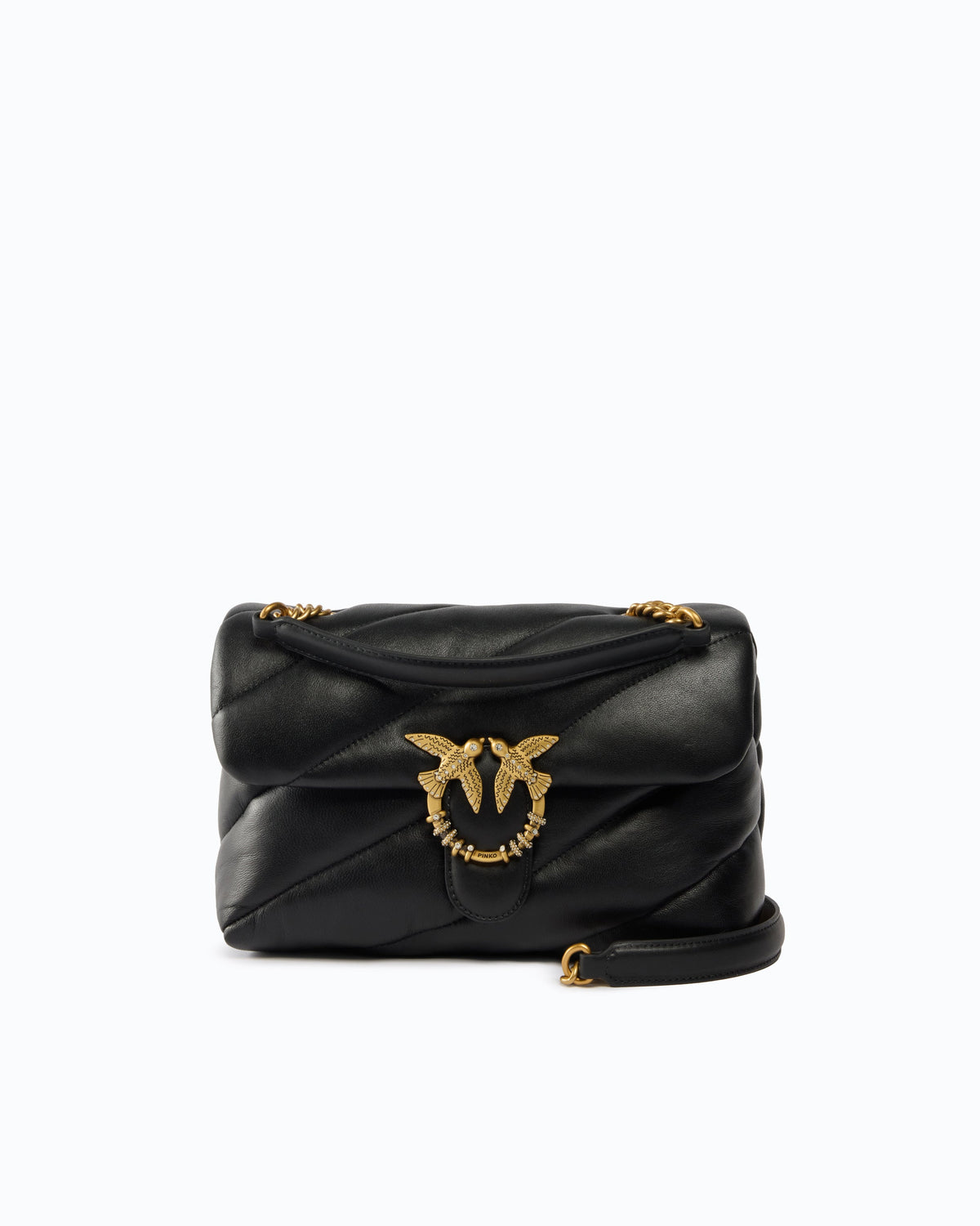 Pinko 107057A0F2 - Borsa a tracolla media Love Bag Puff in nappa trapuntata con fibbia gioiello