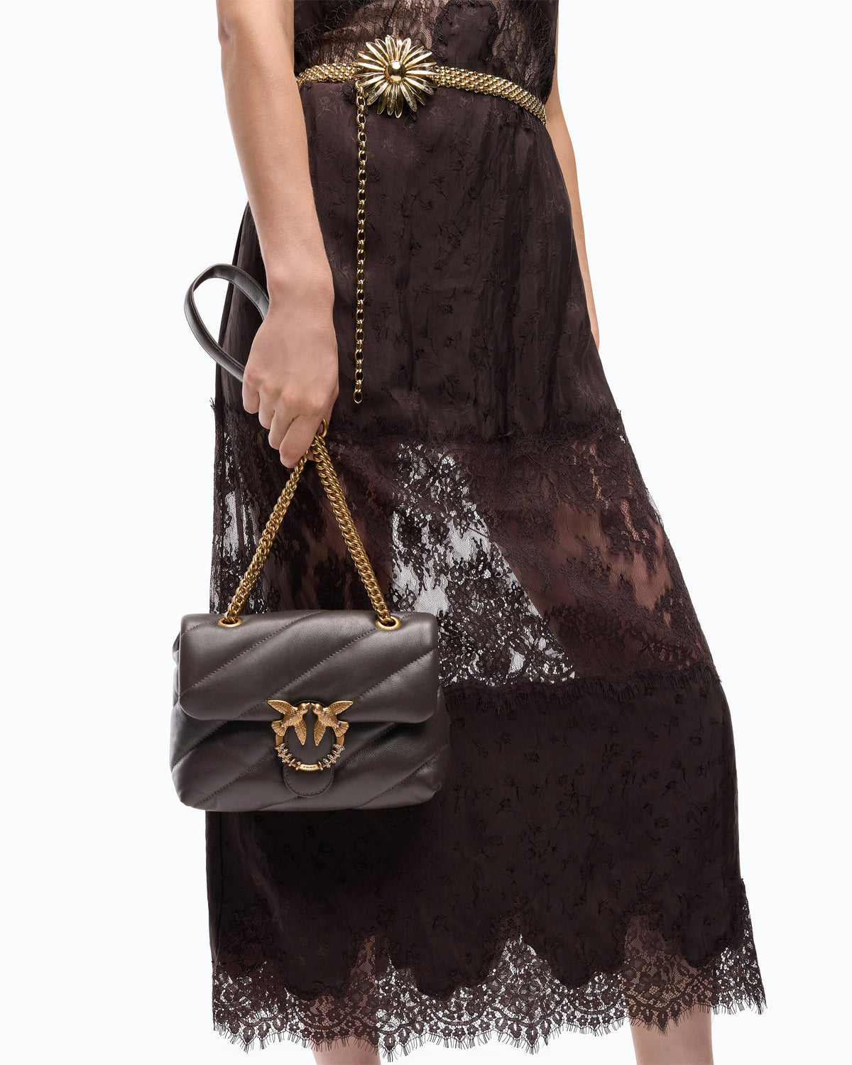 Pinko 107058A0F2 - Borsa a tracolla Mini Love Bag Puff in nappa trapuntata con fibbia gioiello