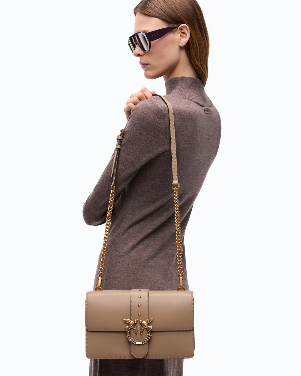 Pinko 107070A0F1 - Borsa a tracolla media Love Bag One in pelle con fibbia gioiello