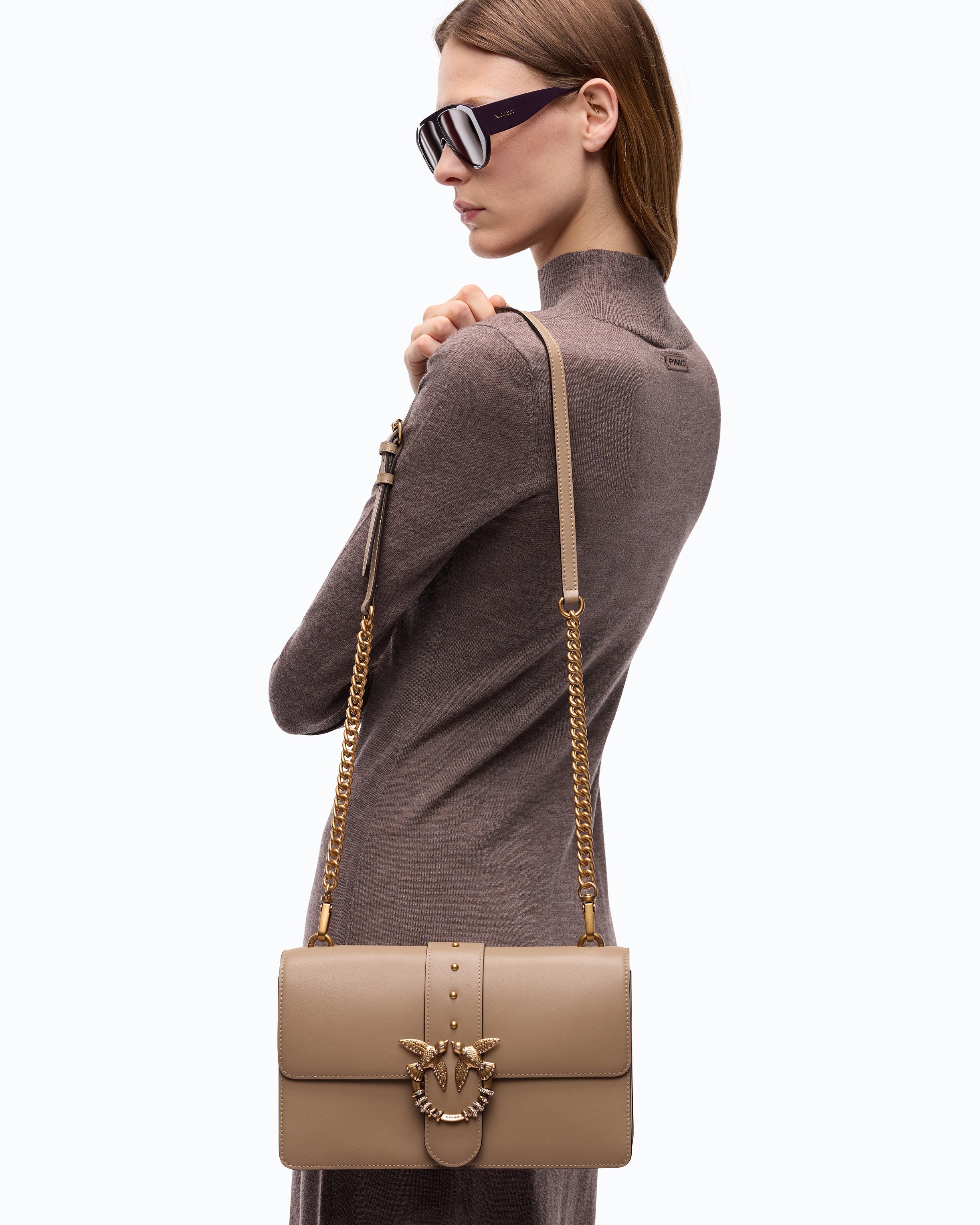 Pinko 107070A0F1 - Borsa a tracolla media Love Bag One in pelle con fibbia gioiello