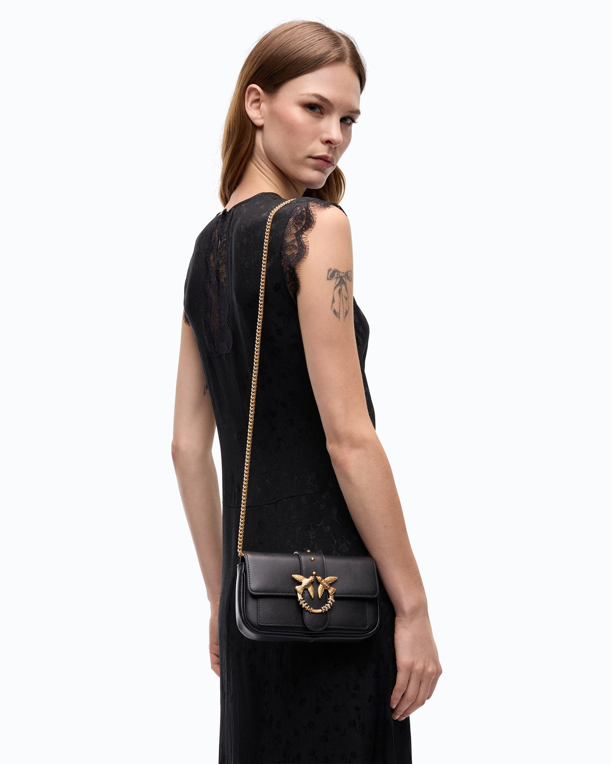 Pinko 107072A0F1 - Borsa a spalla piccola Love Bag Pocket in pelle con fibbia gioiello