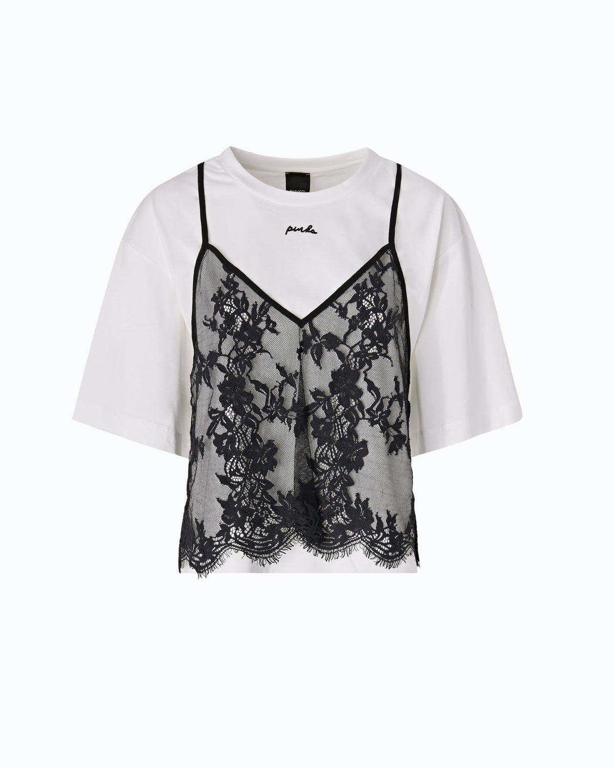 Pinko 107155A3FL - T-shirt con top in pizzo