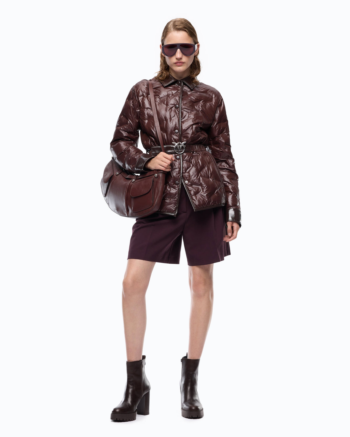 Pinko 107163A3FI - Giacca camicia imbottita in tela semilucida