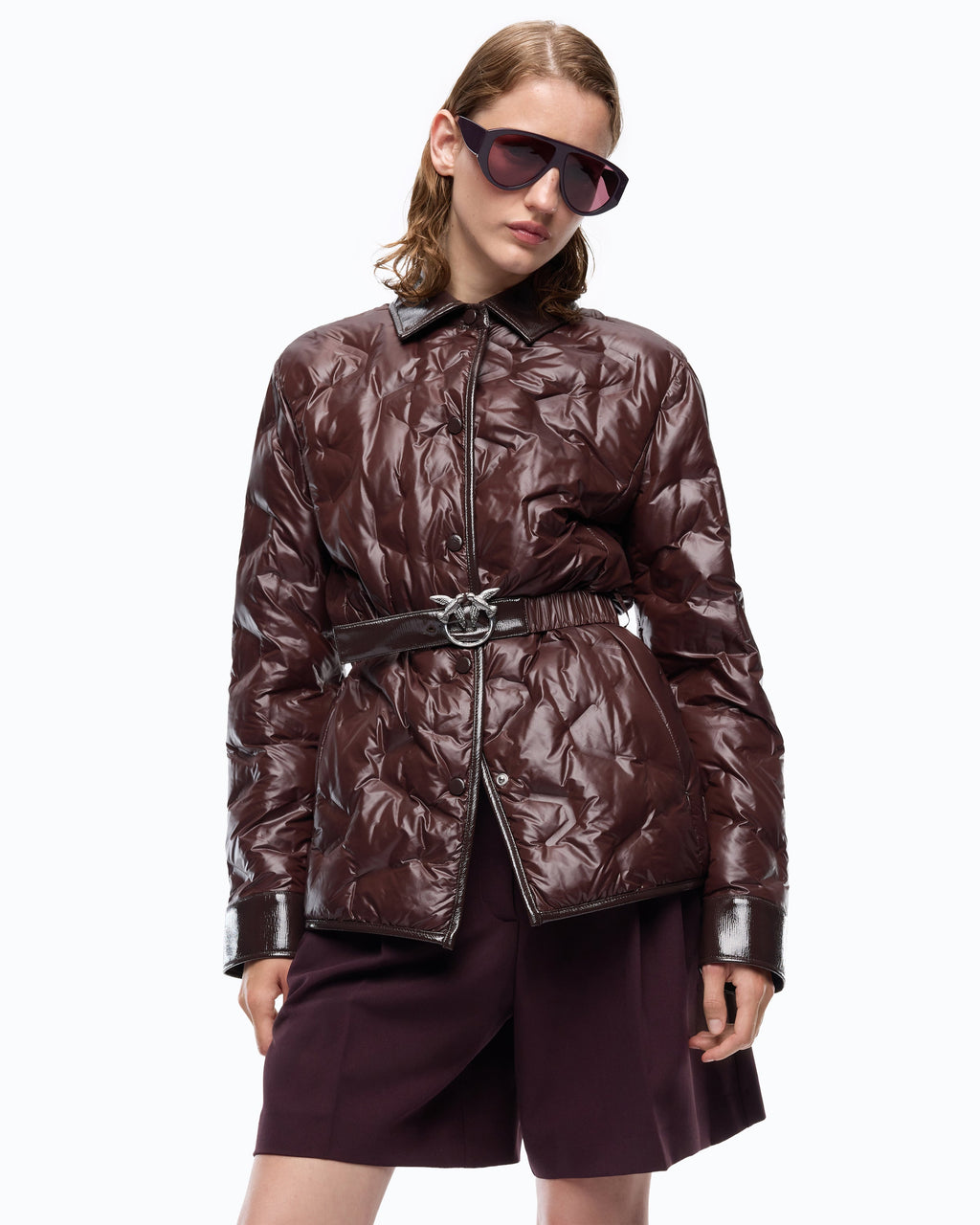 Pinko 107163A3FI - Giacca camicia imbottita in tela semilucida