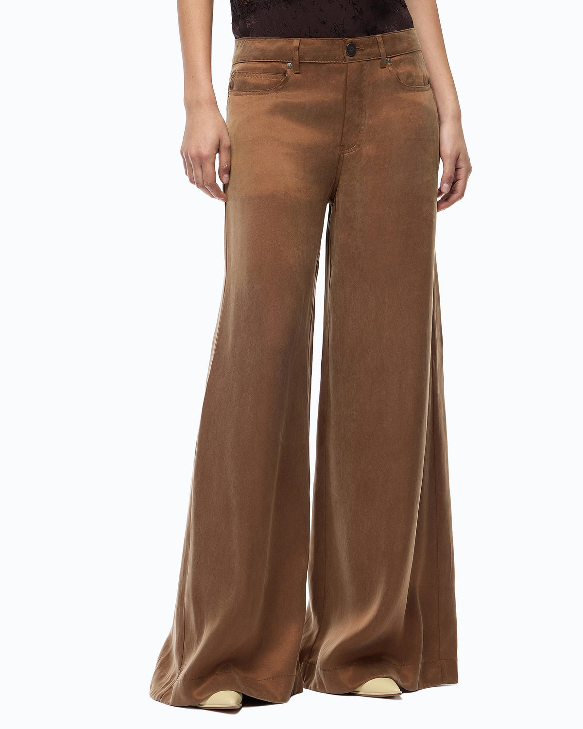 Pinko 107170A3F8 - Pantaloni palazzo in twill mano pesca