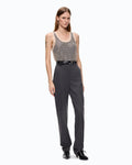 Pinko 107264A3FF - Pantaloni a sigaretta gessati in misto lana stretch
