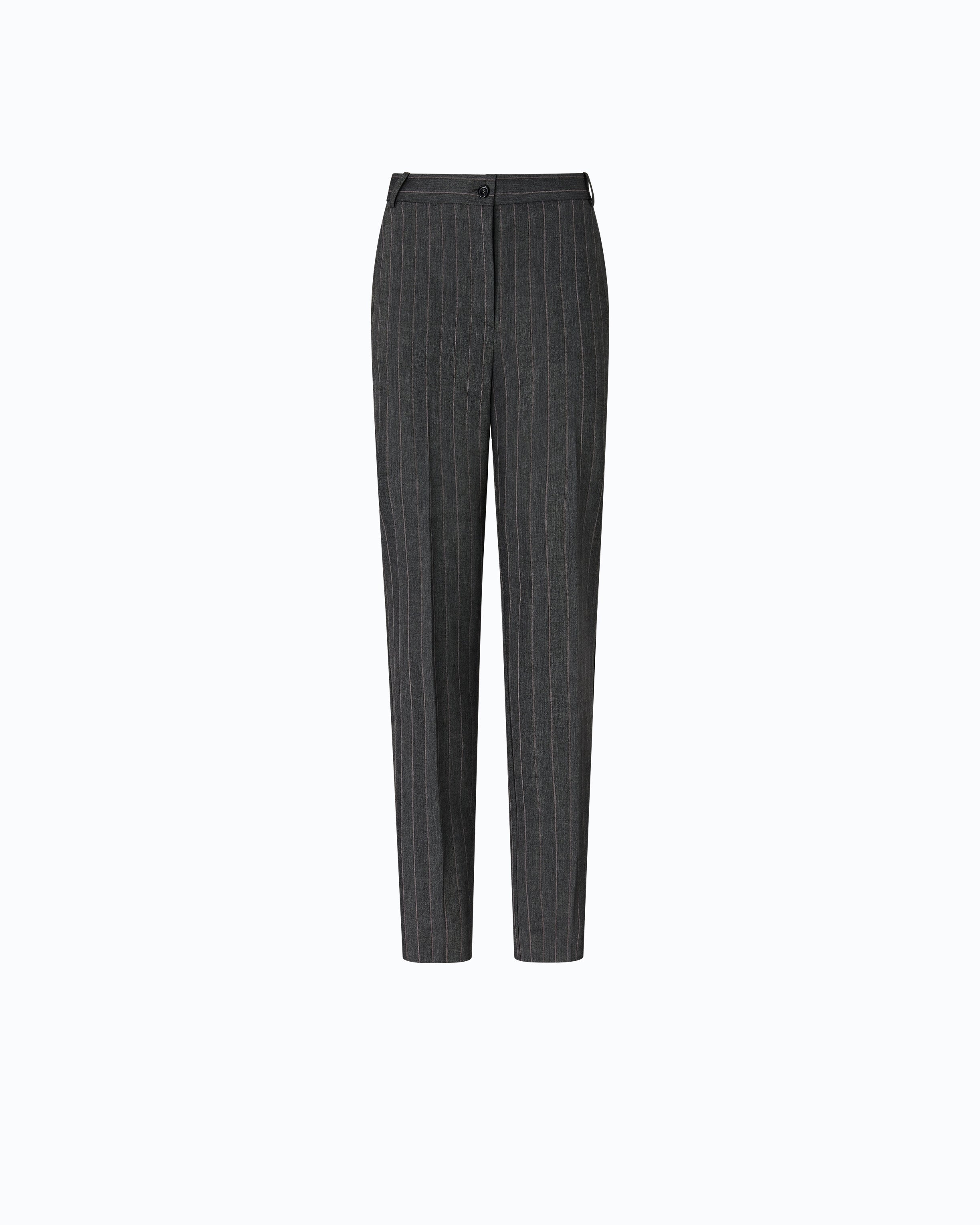 Pinko 107264A3FF - Pantaloni a sigaretta gessati in misto lana stretch