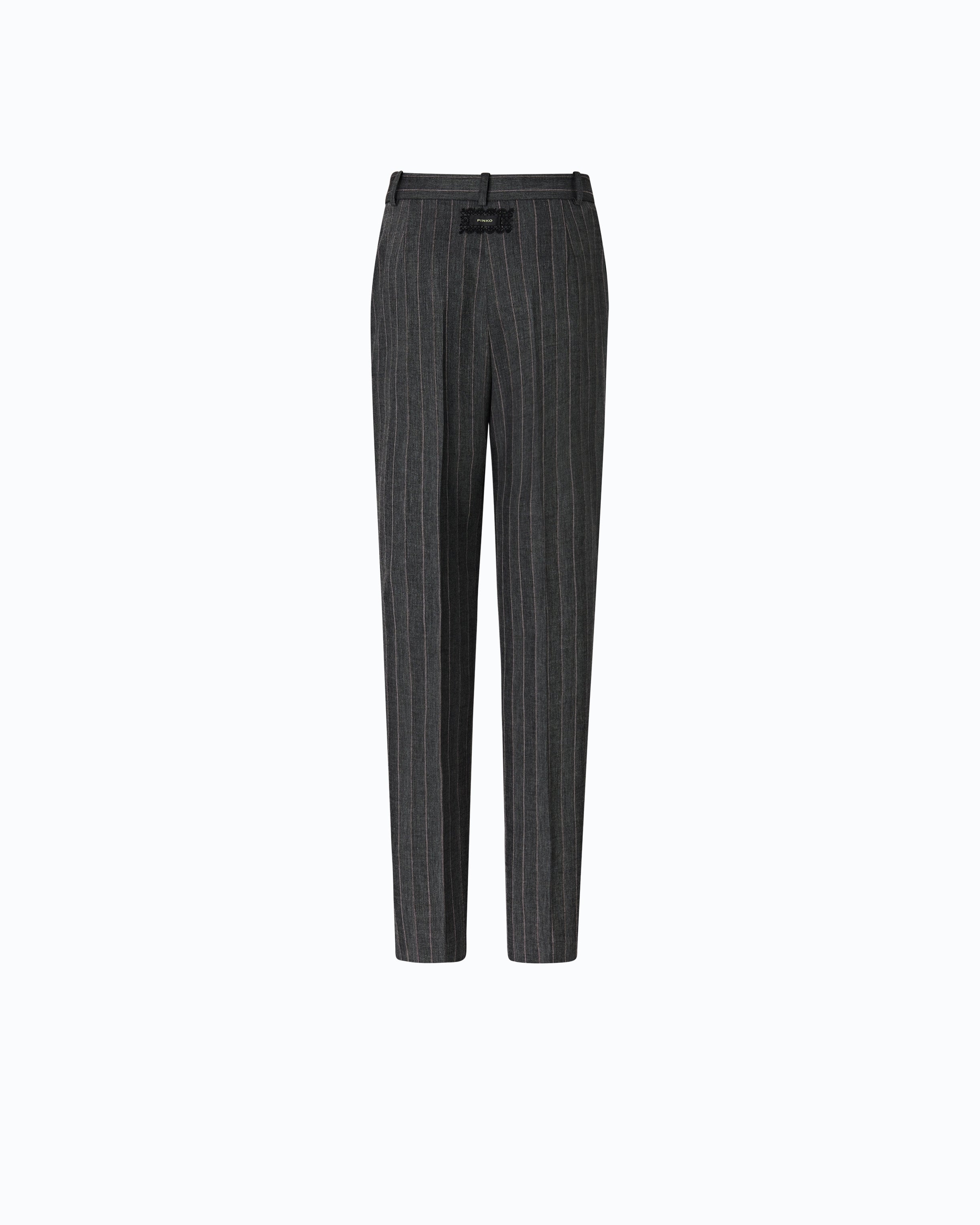 Pinko 107264A3FF - Pantaloni a sigaretta gessati in misto lana stretch