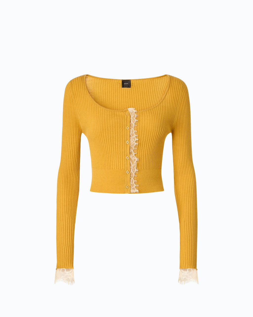 Pinko 107268A3I0 - Cardigan cropped in misto seta e cashmere con pizzo