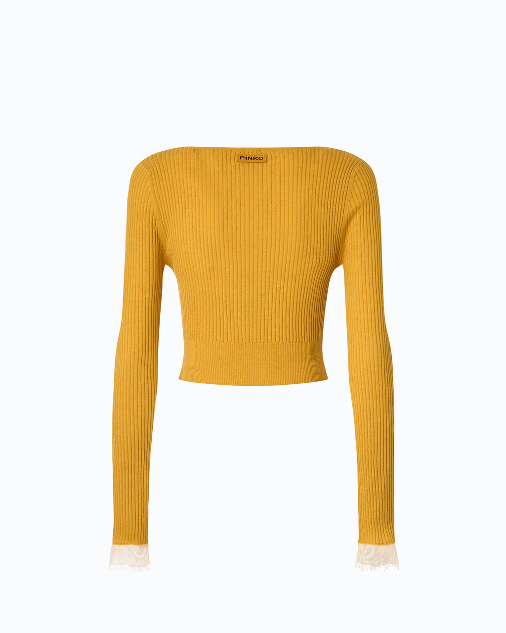 Pinko 107268A3I0 - Cardigan cropped in misto seta e cashmere con pizzo