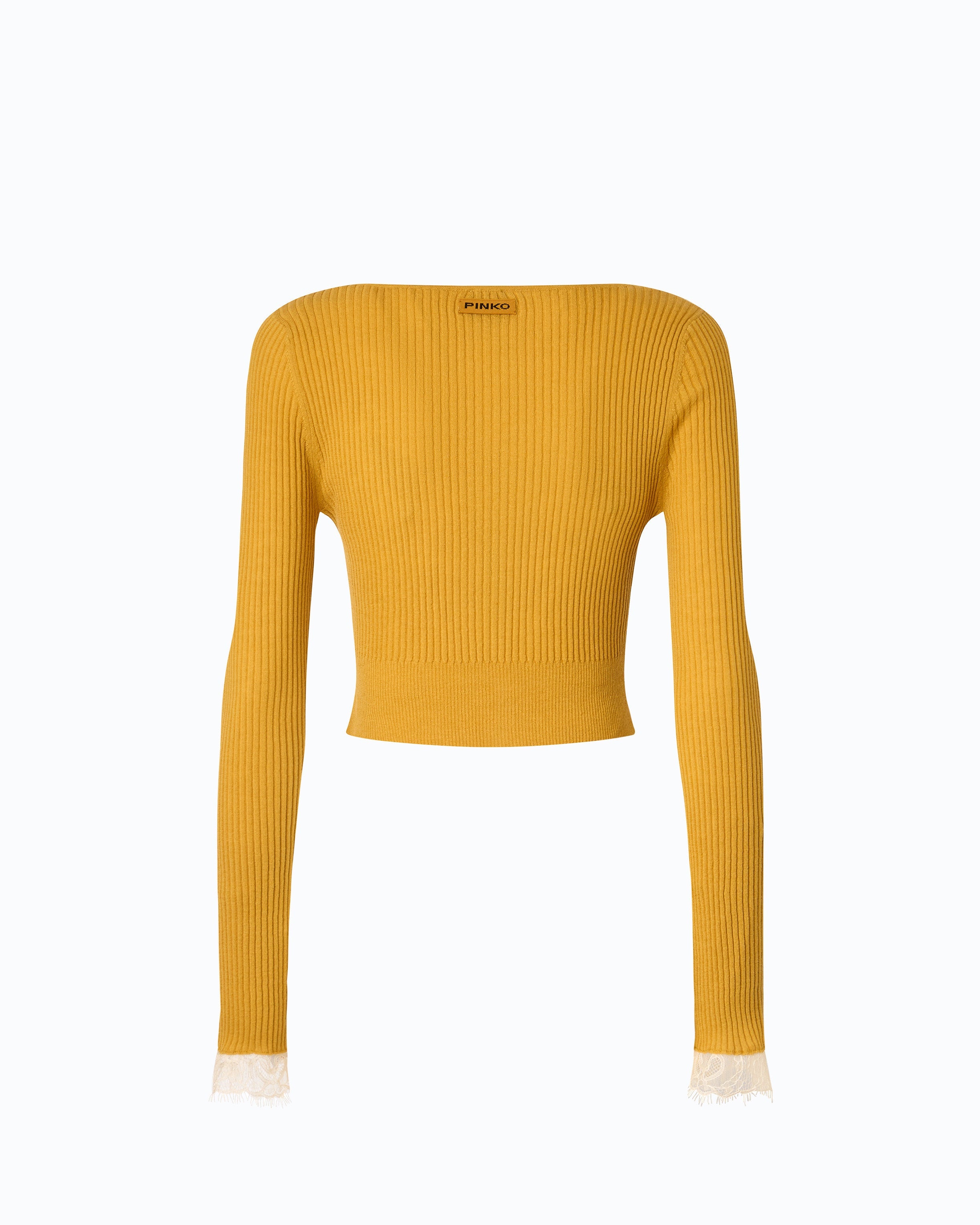 Pinko 107268A3I0 - Cardigan cropped in misto seta e cashmere con pizzo