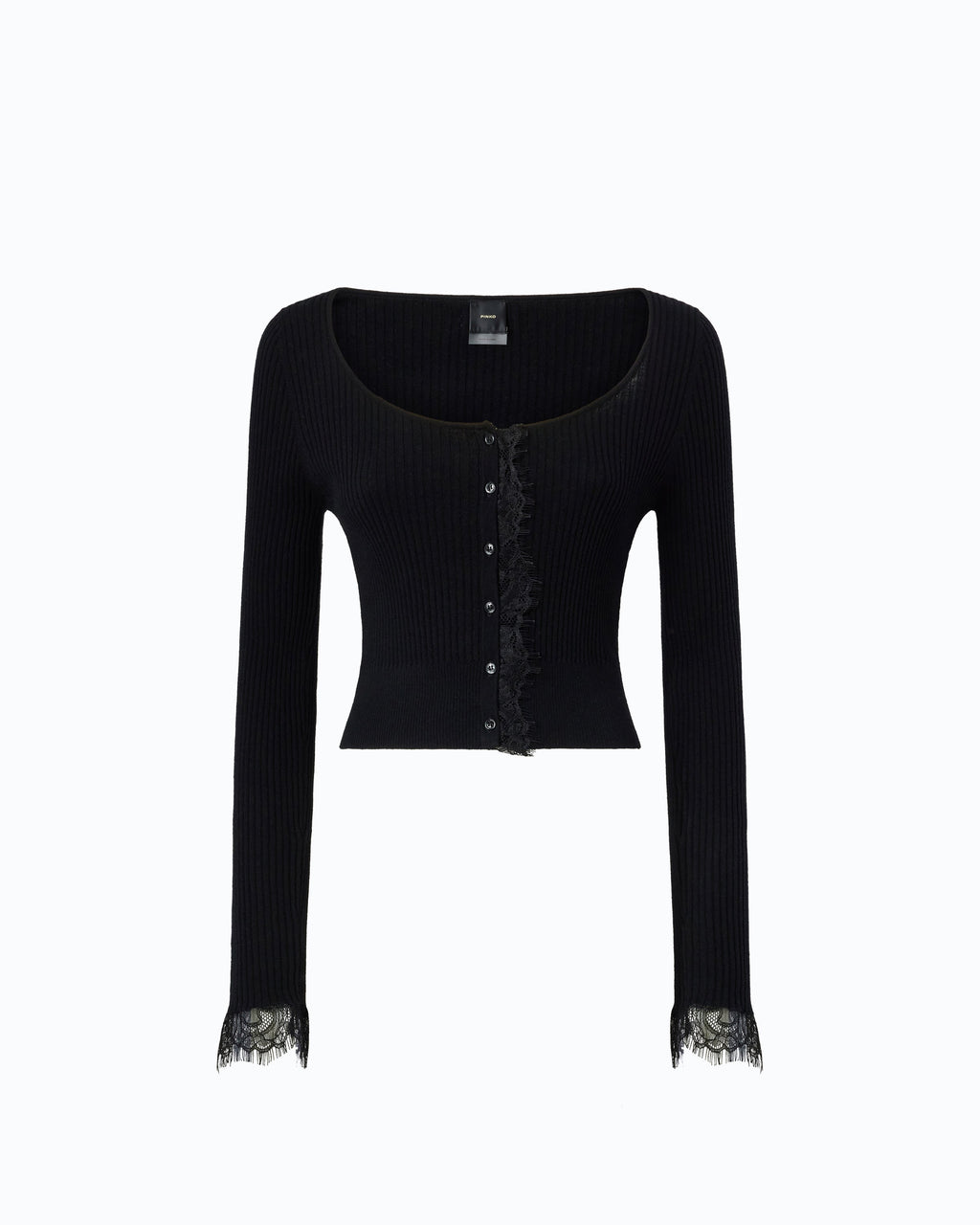 Pinko 107268A3I0 - Cardigan cropped in misto seta e cashmere con pizzo