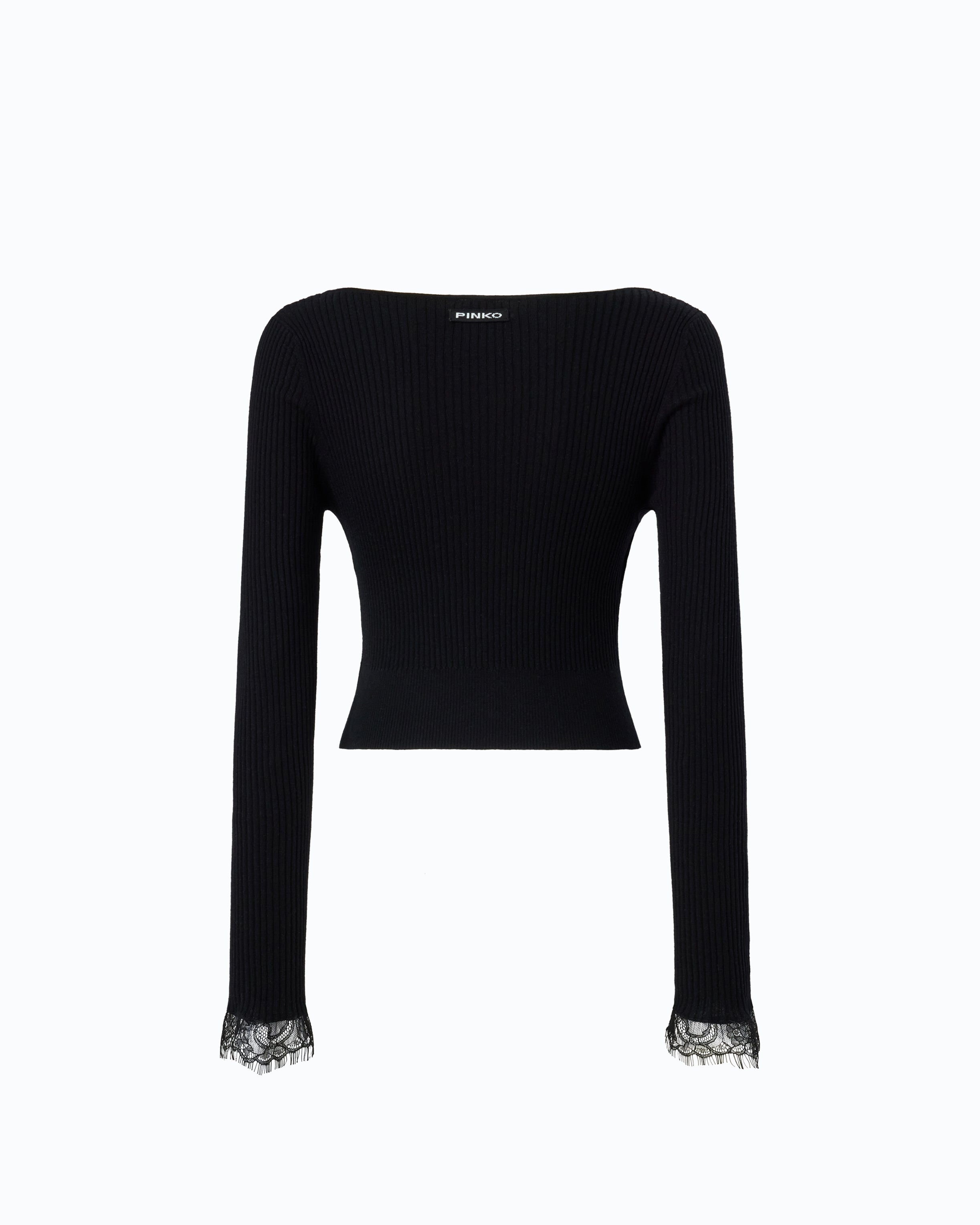 Pinko 107268A3I0 - Cardigan cropped in misto seta e cashmere con pizzo