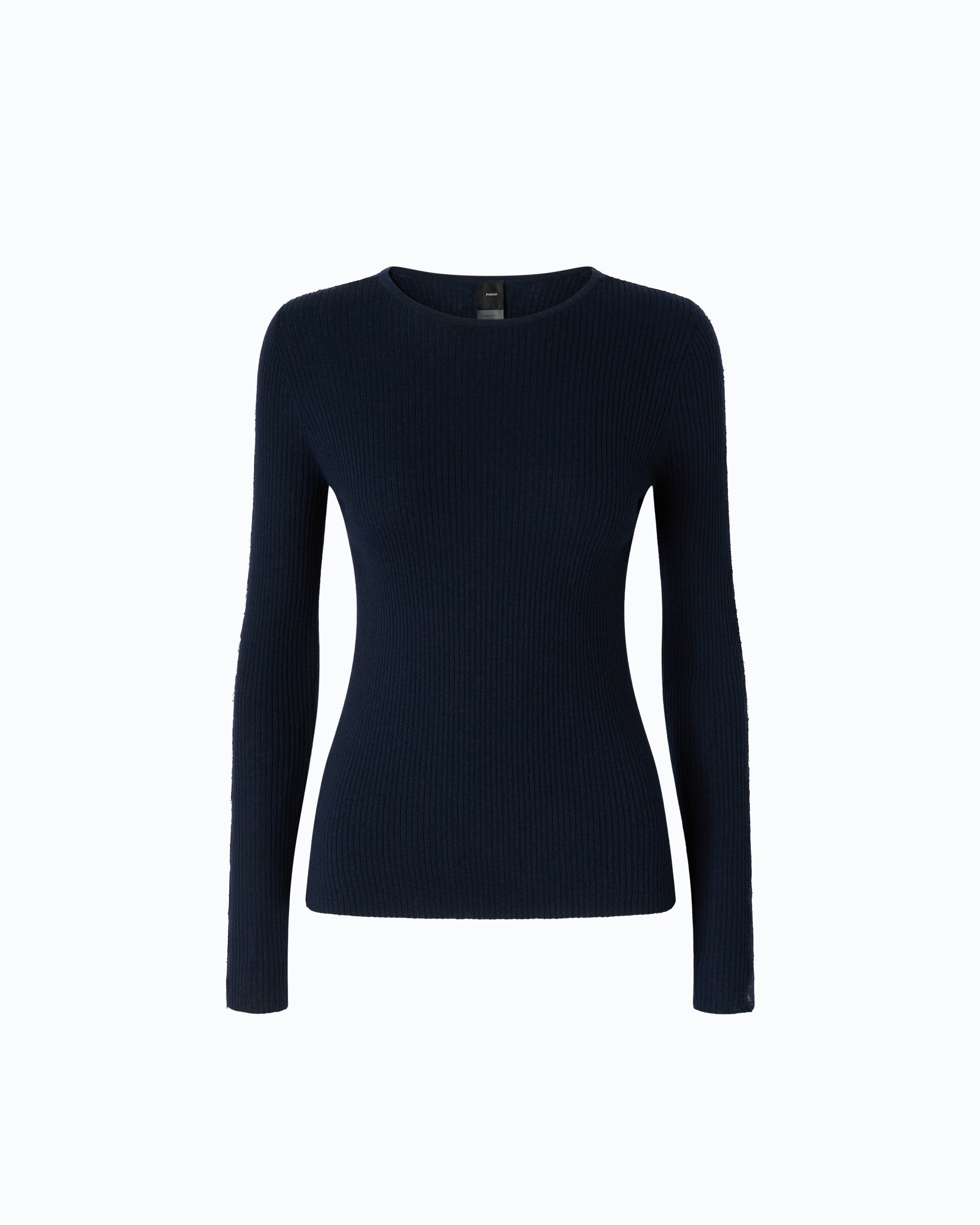 Pinko 107269A3I0 - Maglia a costine con pizzo