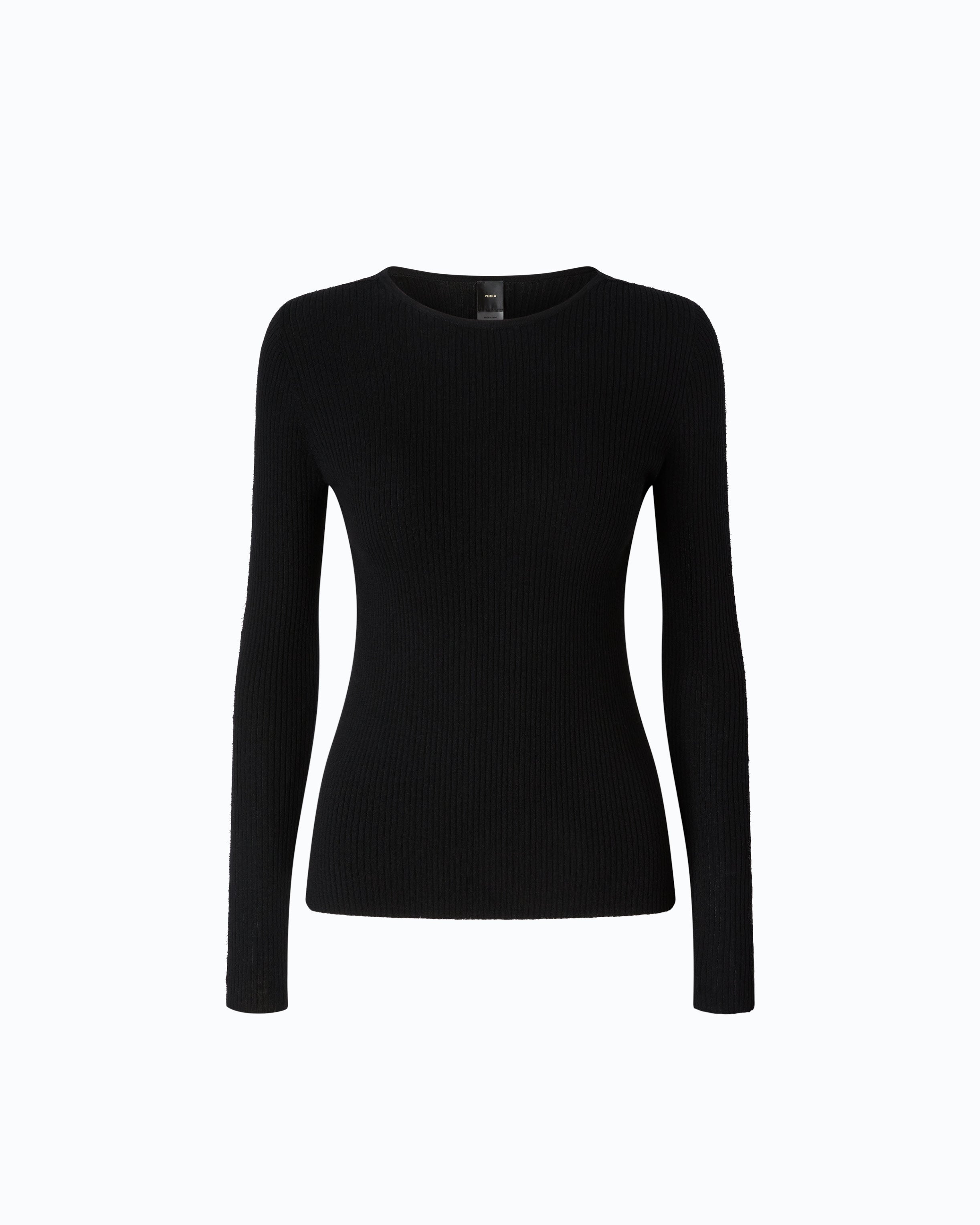 Pinko 107269A3I0 - Maglia a costine con pizzo