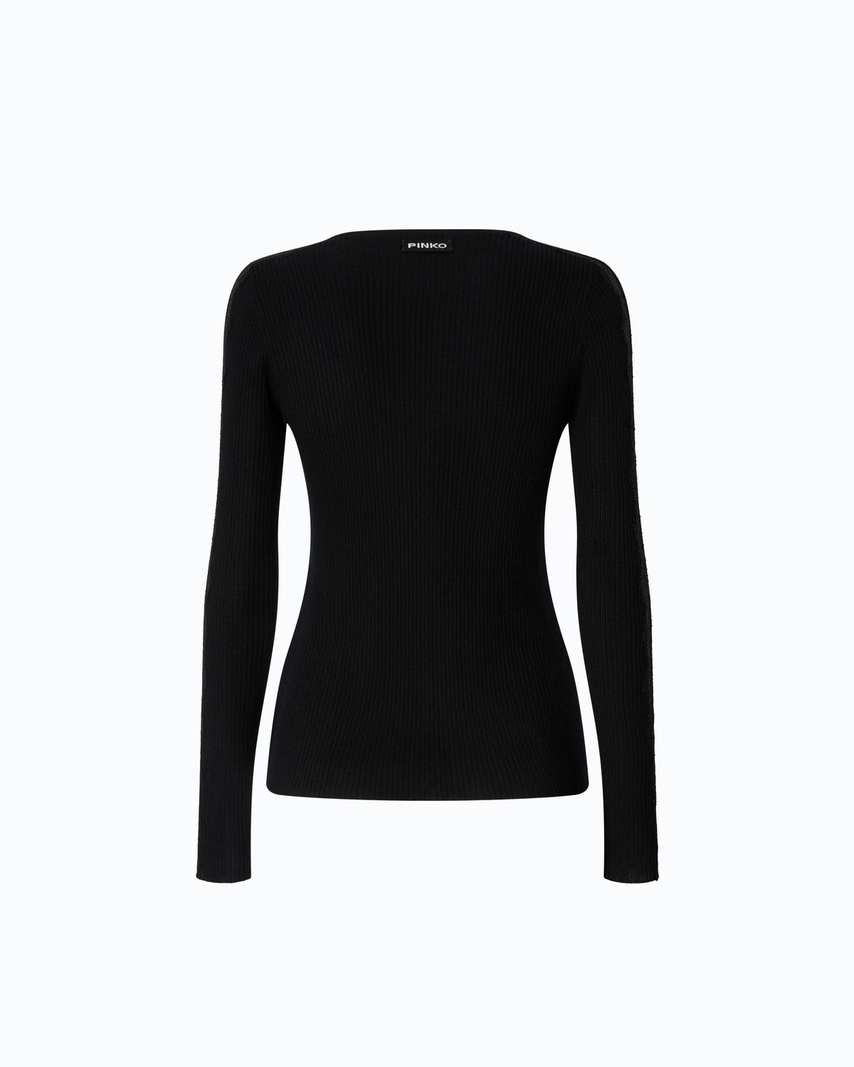 Pinko 107269A3I0 - Maglia a costine con pizzo
