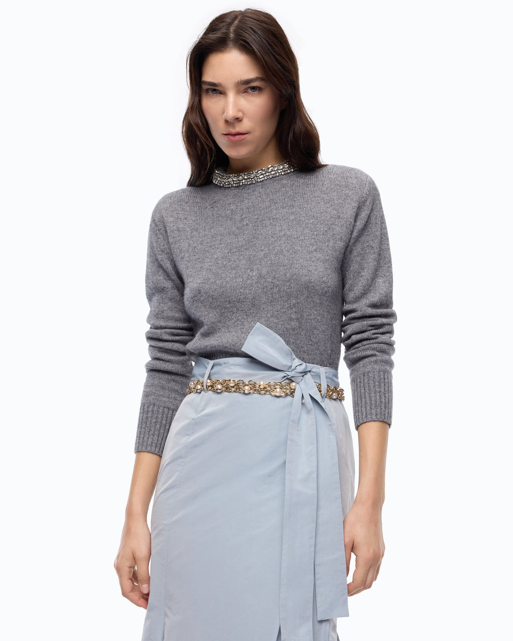 Pinko 107274A3GI - Maglia in misto lana con collo gioiello