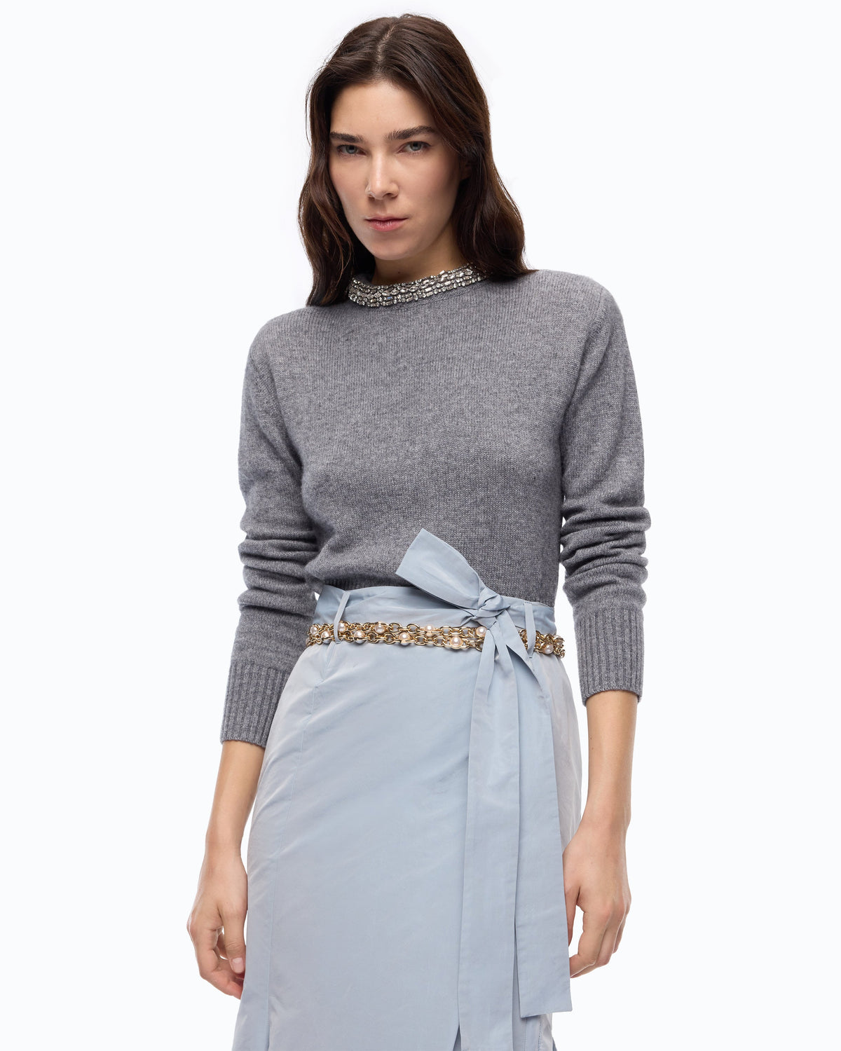 Pinko 107274A3GI - Maglia in misto lana con collo gioiello
