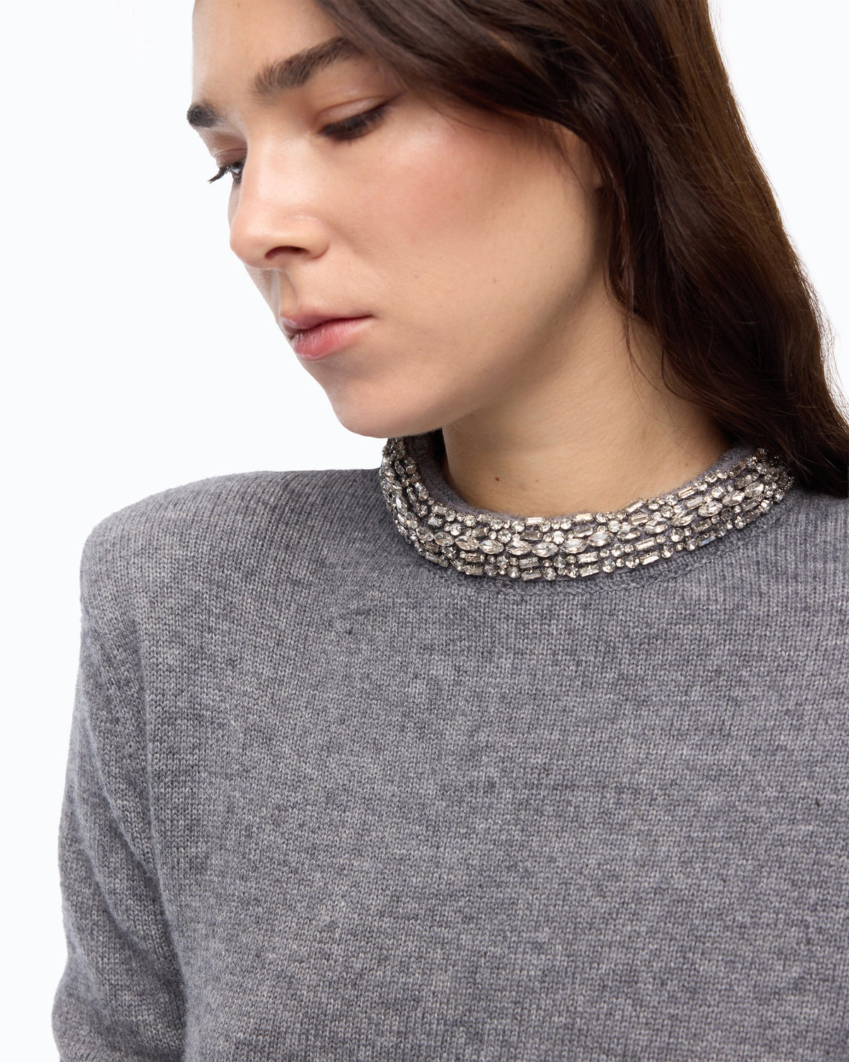 Pinko 107274A3GI - Maglia in misto lana con collo gioiello