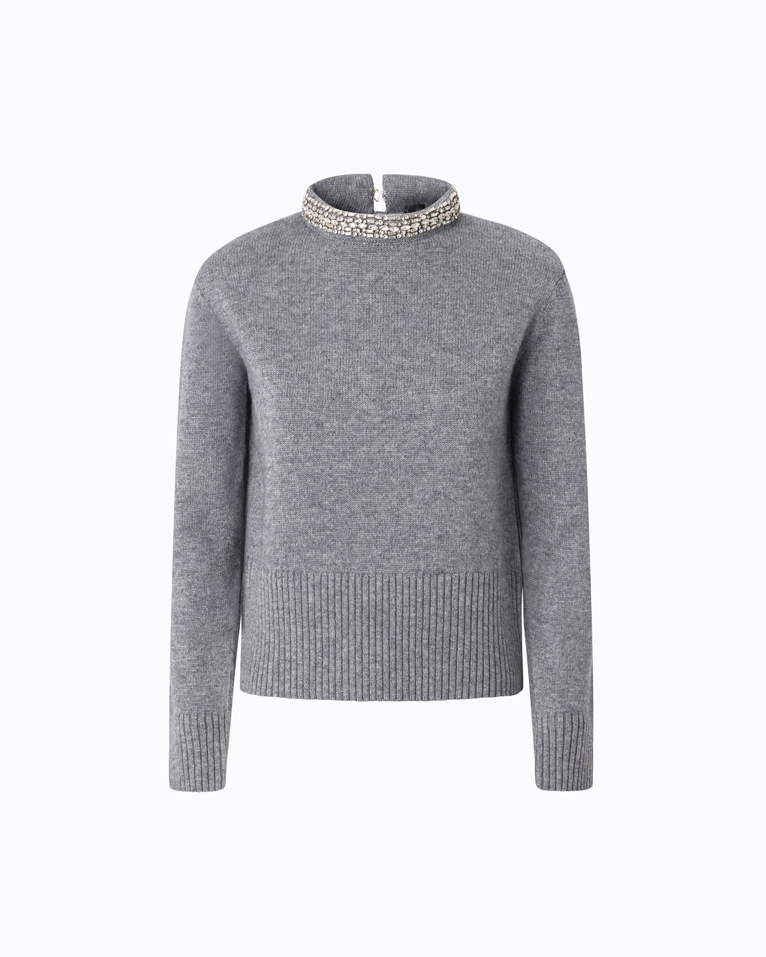Pinko 107274A3GI - Maglia in misto lana con collo gioiello
