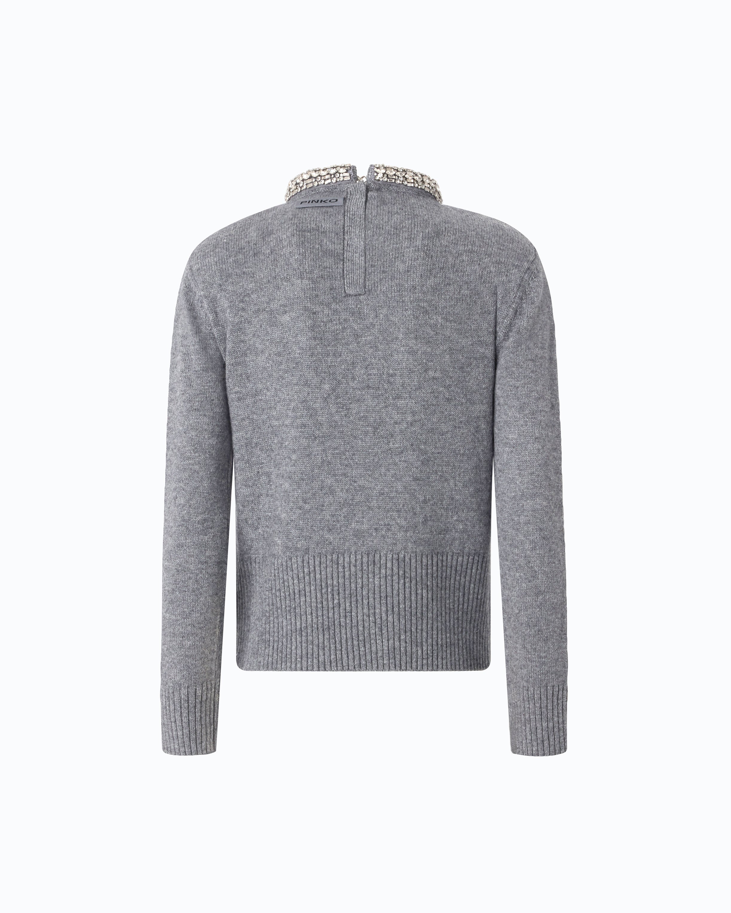 Pinko 107274A3GI - Maglia in misto lana con collo gioiello