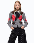 Pinko 107284A3IE - Cardigan girocollo in lana e cashmere a rombi