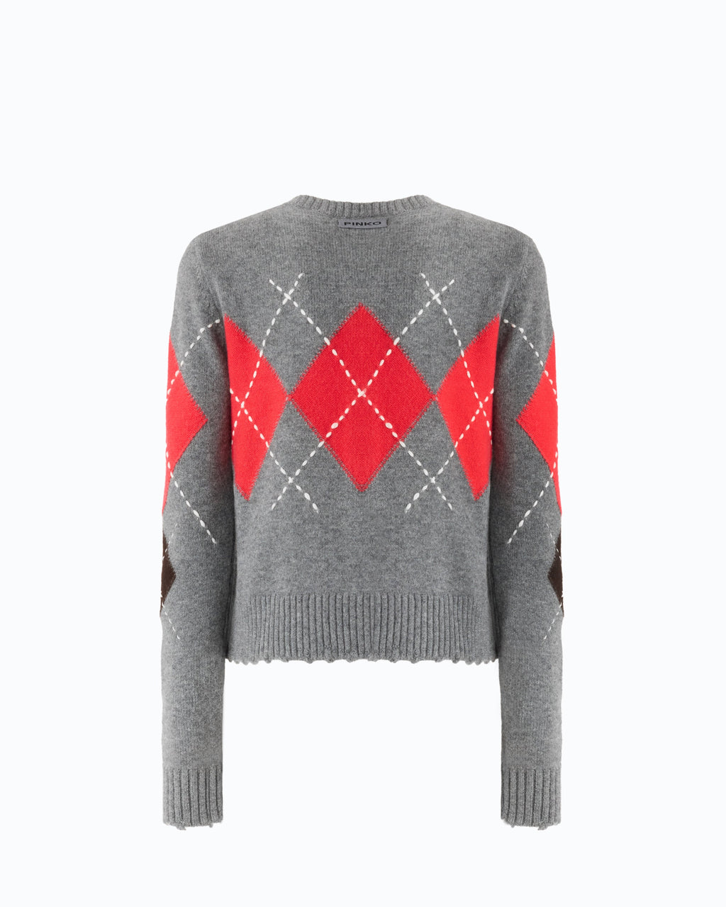 Pinko 107284A3IE - Cardigan girocollo in lana e cashmere a rombi