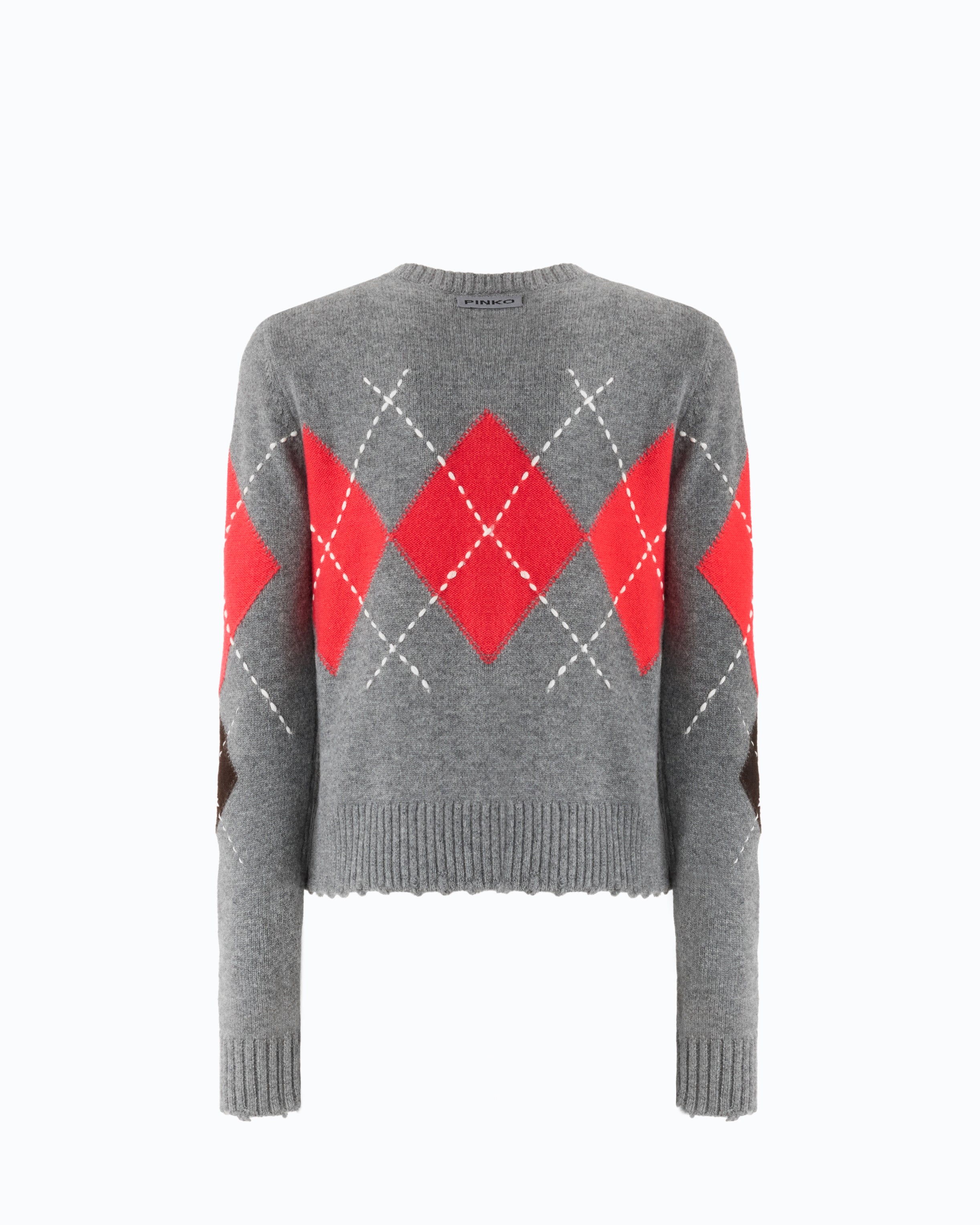 Pinko 107284A3IE - Cardigan girocollo in lana e cashmere a rombi