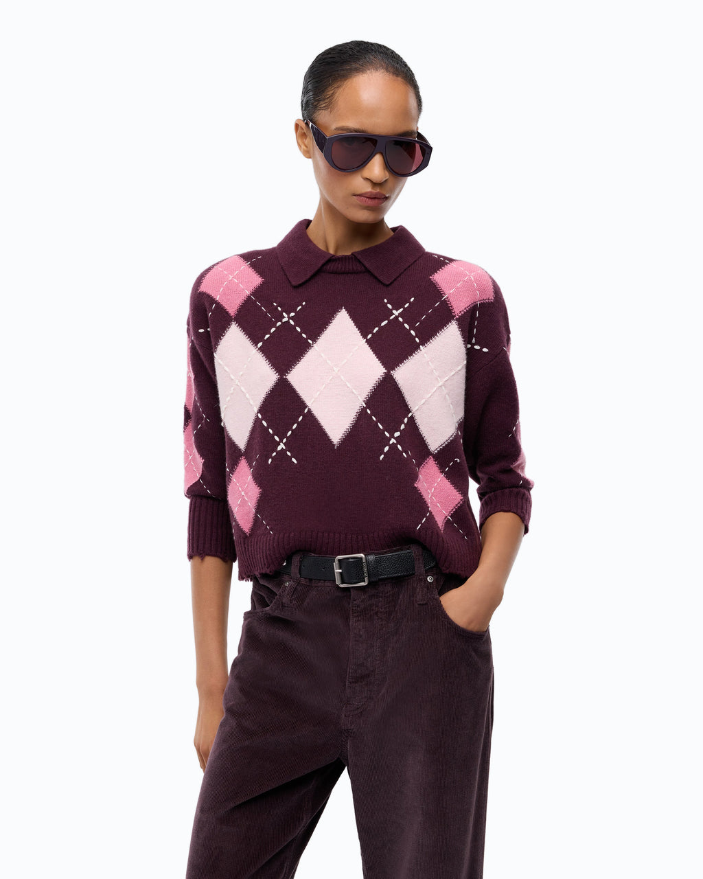 Pinko 107286A3IE - Argyle wool and cashmere sweater