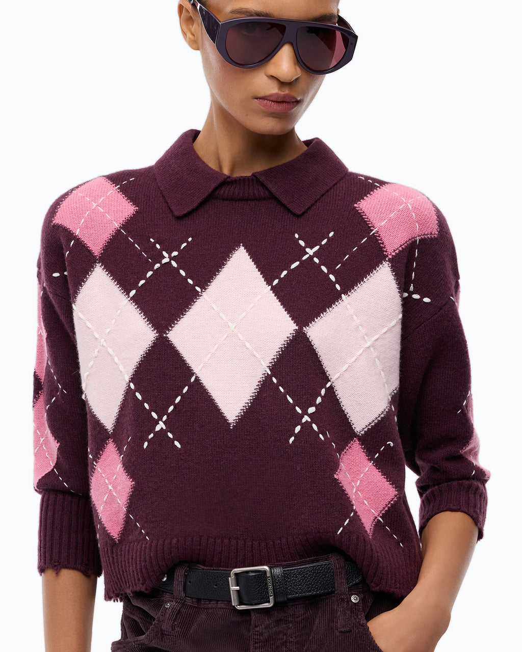Pinko 107286A3IE - Argyle wool and cashmere sweater