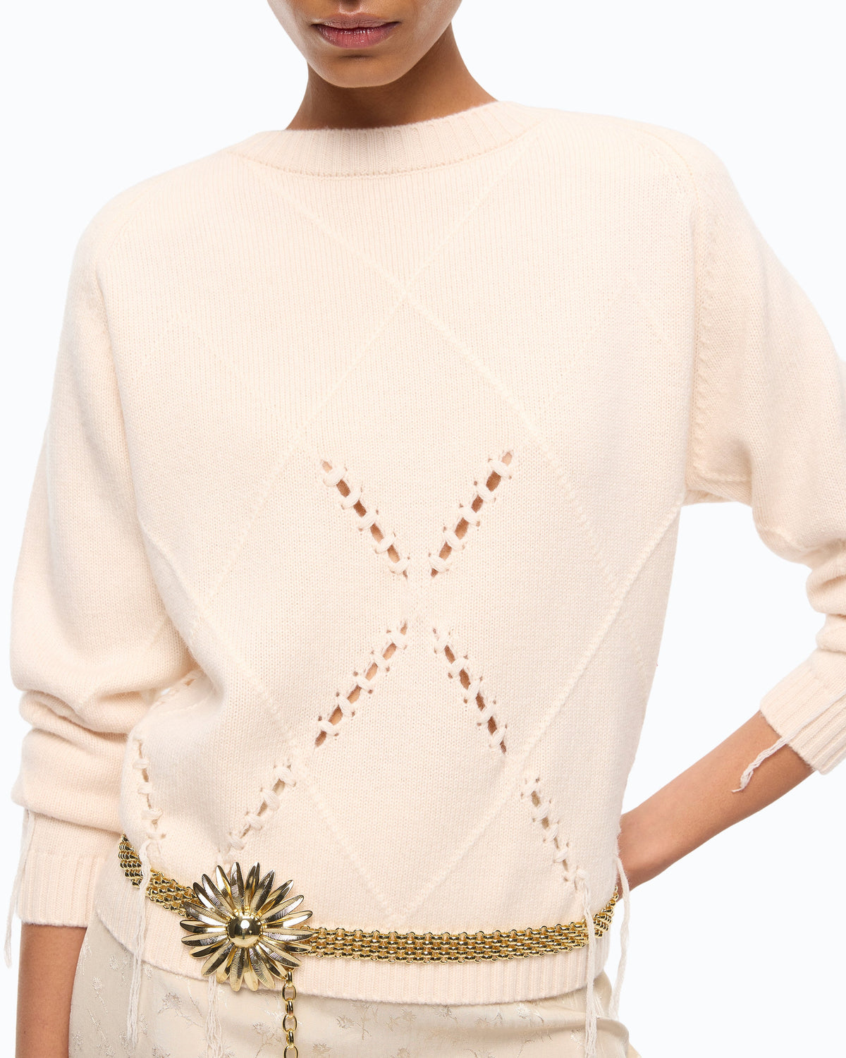 Pinko 107377A3JE - Maglione in lana e cashmere con maxi rombi