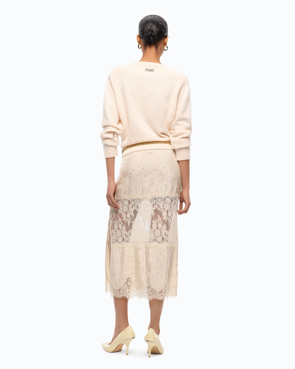 Pinko 107377A3JE - Maglione in lana e cashmere con maxi rombi