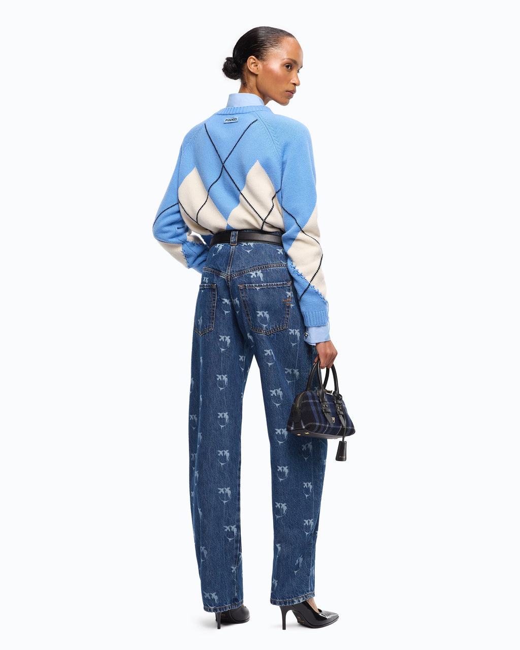 Pinko 107377A3JE - Maglione in lana e cashmere con maxi rombi