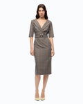 Pinko 107417A3FF - Abito aderente in lana check con cintura Love Birds
