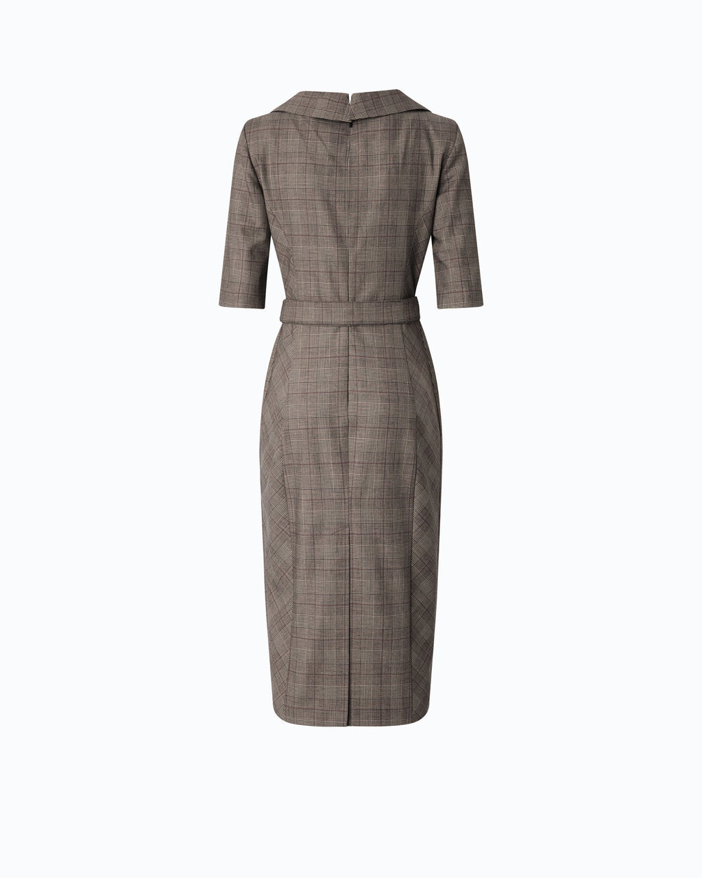 Pinko 107417A3FF - Abito aderente in lana check con cintura Love Birds